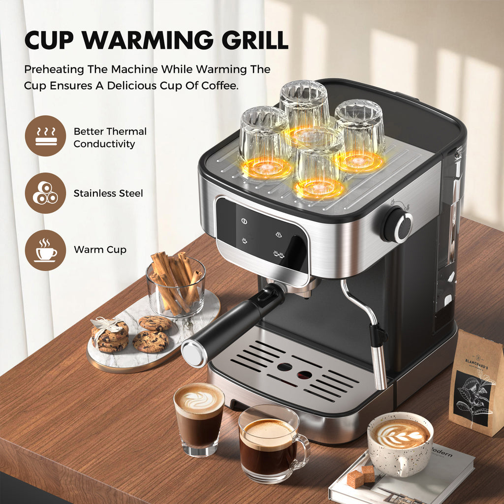 Espresso Machine 20Bar with Power Milk Frother, LED Touch Screen, Black
